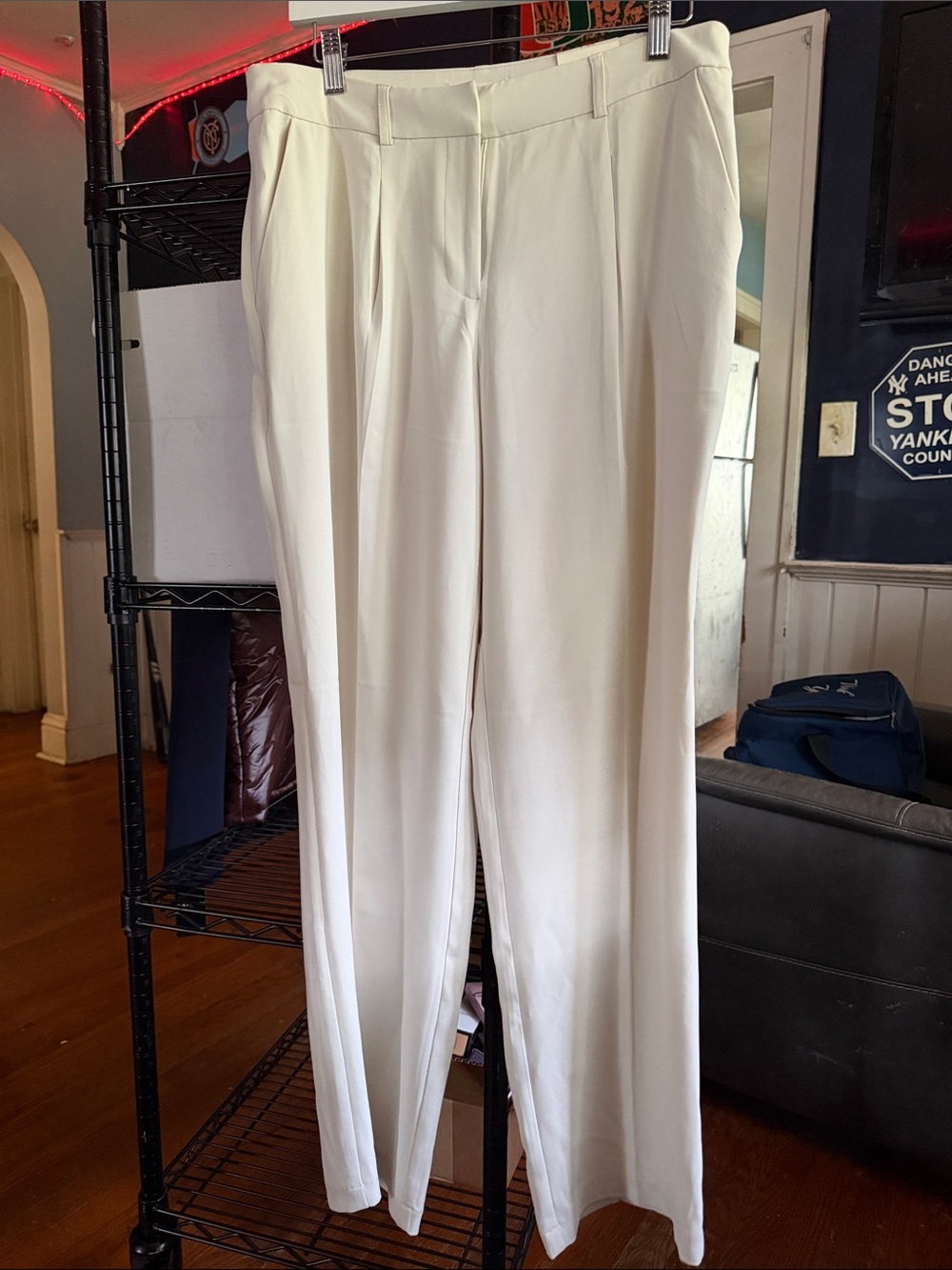 Soho Apparel White Pleated Dress Pants for Men